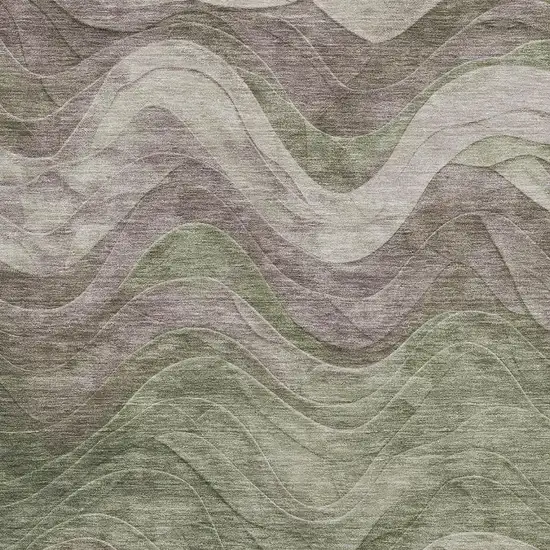 Green Taupe And Beige Abstract Washable Area Rug With UV Protection Photo 2