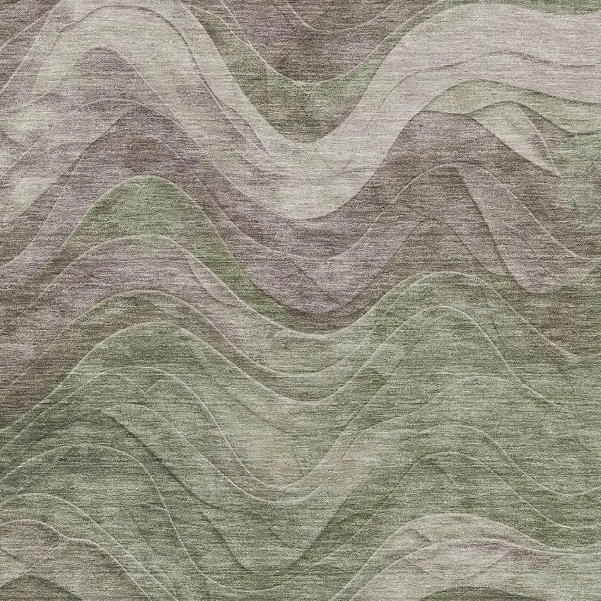 Green Taupe And Beige Abstract Washable Area Rug With UV Protection Photo 2