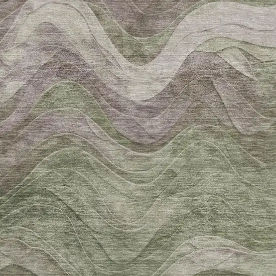 Green Taupe And Beige Abstract Washable Area Rug With UV Protection Photo 2