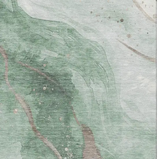 Green Taupe And Ivory Abstract Washable Area Rug With UV Protection Photo 2