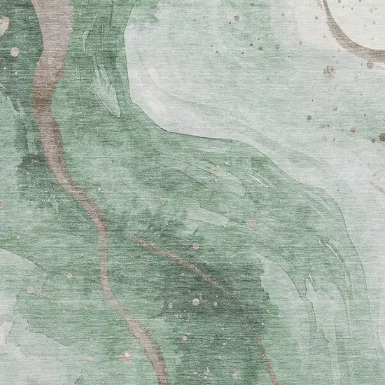 Green Taupe And Ivory Abstract Washable Area Rug With UV Protection Photo 2