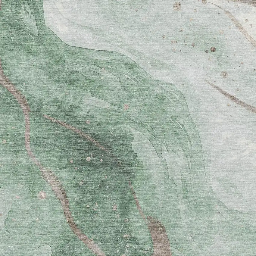 Green Taupe And Ivory Abstract Washable Area Rug With UV Protection Photo 2