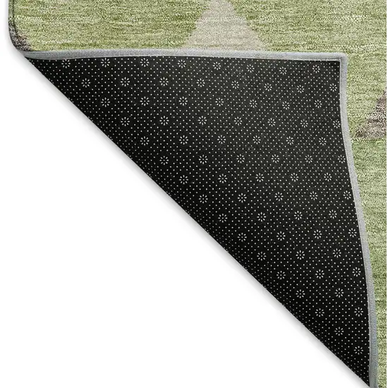 Green Taupe And Ivory Southwestern Washable Area Rug With UV Protection Photo 6
