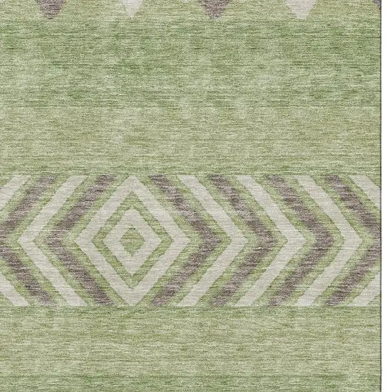 Green Taupe And Ivory Southwestern Washable Area Rug With UV Protection Photo 2