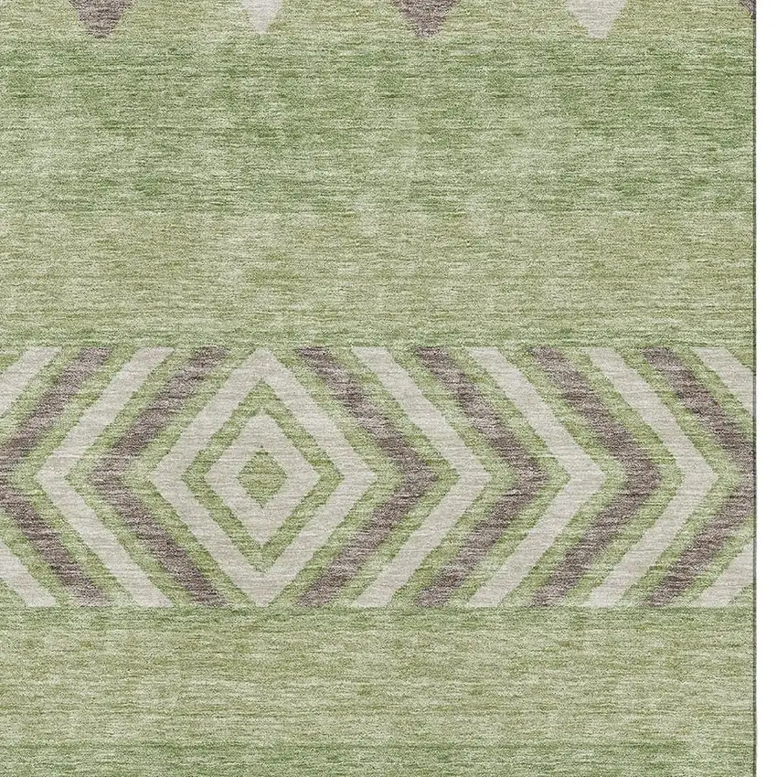 Green Taupe And Ivory Southwestern Washable Area Rug With UV Protection Photo 2