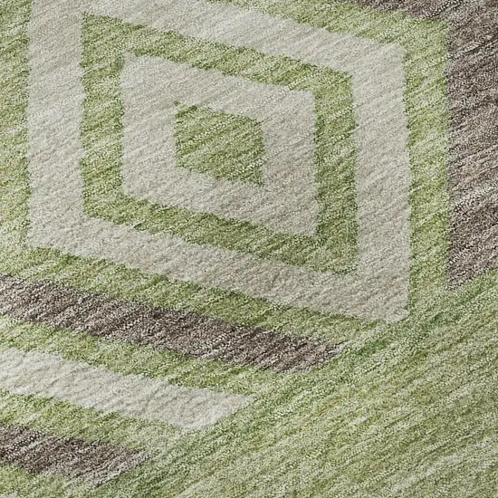 Green Taupe And Ivory Southwestern Washable Area Rug With UV Protection Photo 9