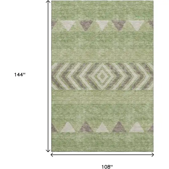 Green Taupe And Ivory Southwestern Washable Area Rug With UV Protection Photo 9