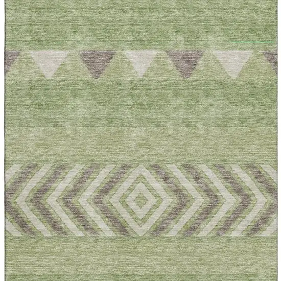 Green Taupe And Ivory Southwestern Washable Area Rug With UV Protection Photo 3