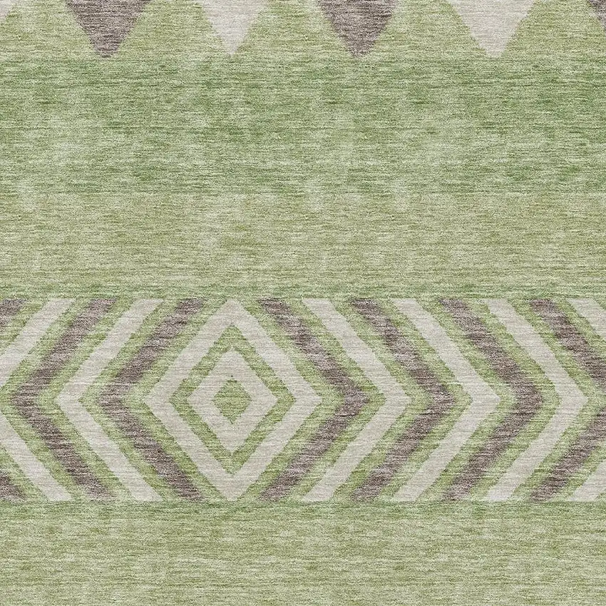 Green Taupe And Ivory Southwestern Washable Area Rug With UV Protection Photo 2