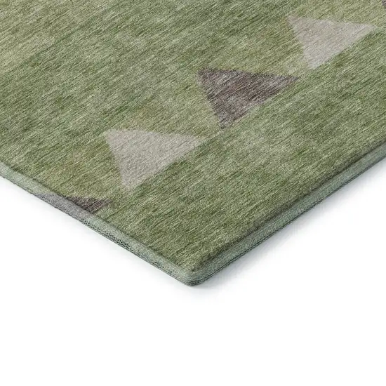 Green Taupe And Ivory Southwestern Washable Area Rug With UV Protection Photo 7