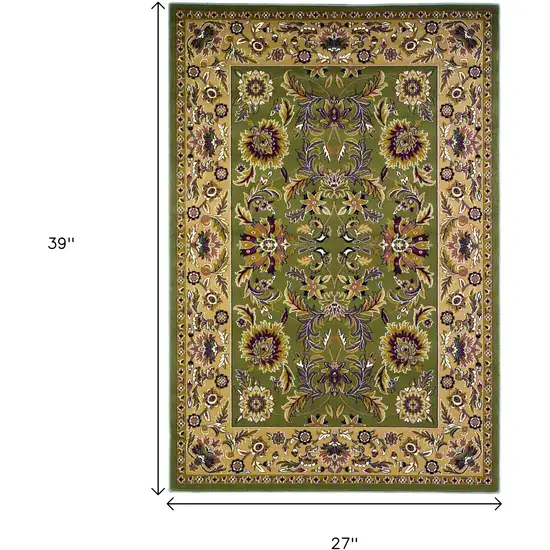 Green Taupe And Ivory Floral Medallion Area Rug Photo 3