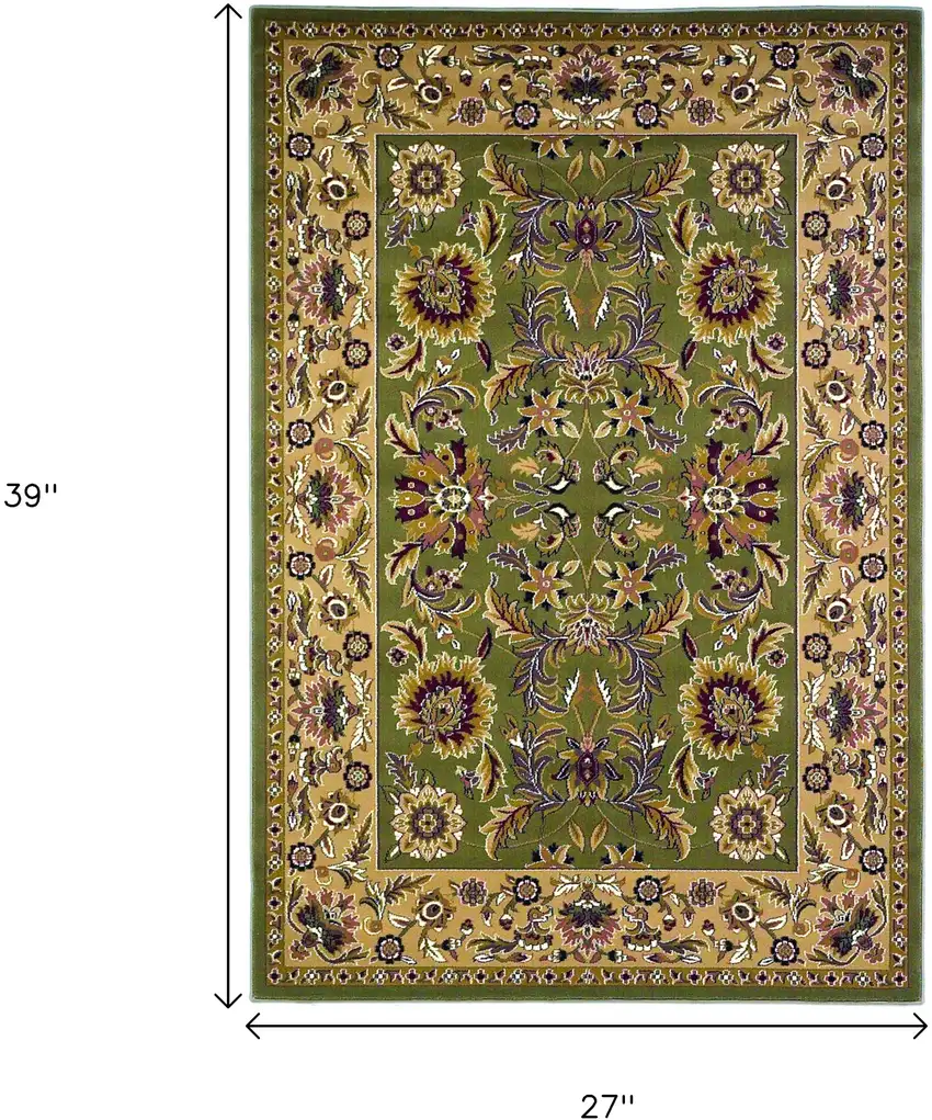 Green Taupe And Ivory Floral Medallion Area Rug Photo 3
