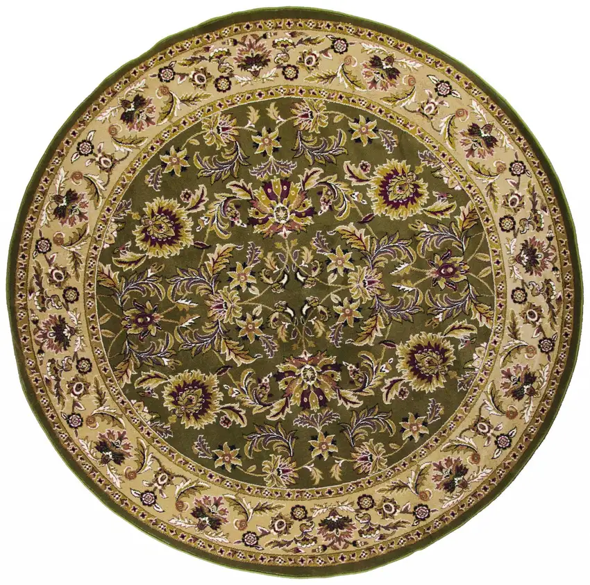 Green Taupe Machine Woven Traditional Octagon Indoor Area Rug Photo 1