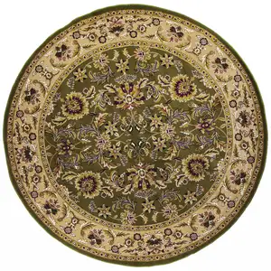 Photo of Green Taupe Machine Woven Traditional Octagon Indoor Area Rug