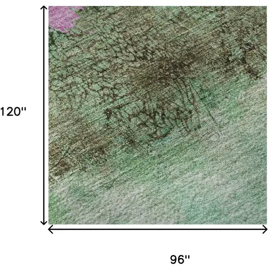 Green Teal And Pink Abstract Washable Area Rug With UV Protection Photo 9