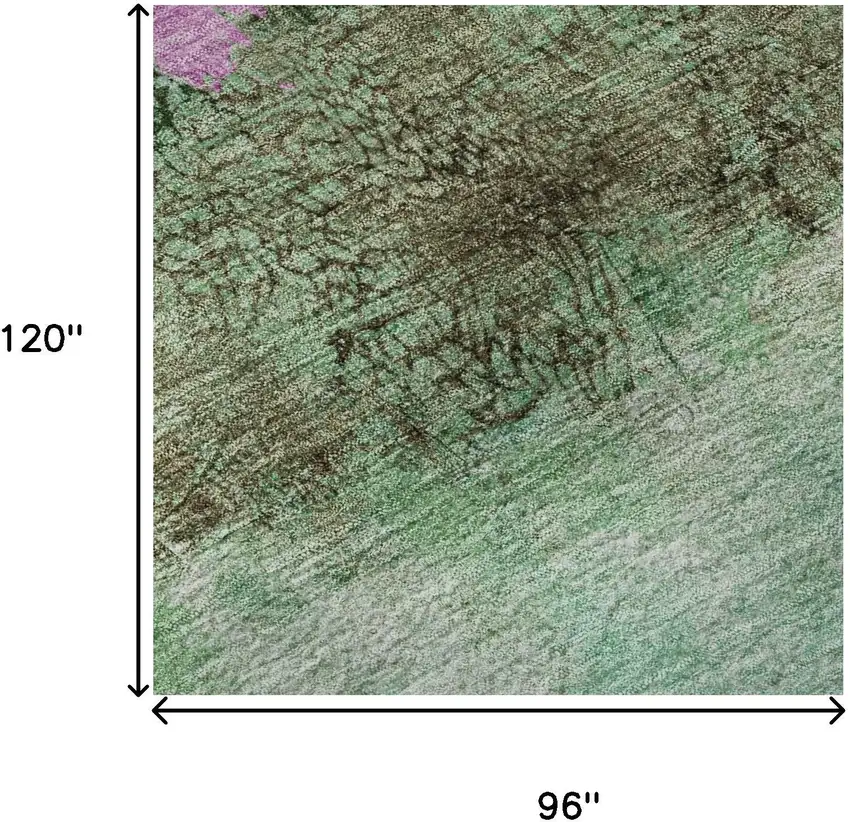 Green Teal And Pink Abstract Washable Area Rug With UV Protection Photo 9