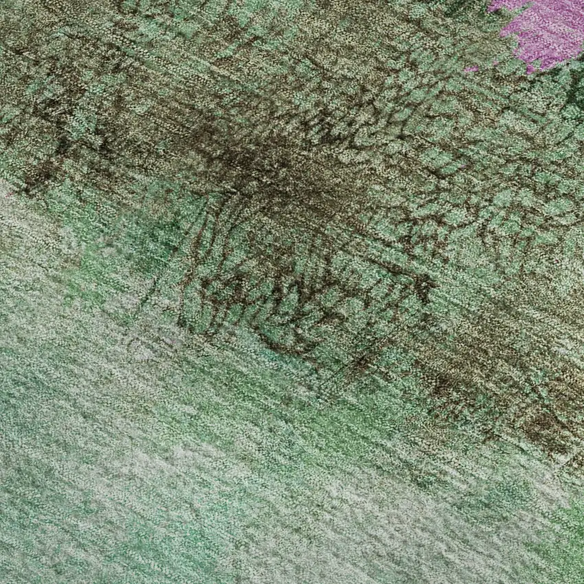 Green Teal And Pink Abstract Washable Area Rug With UV Protection Photo 2