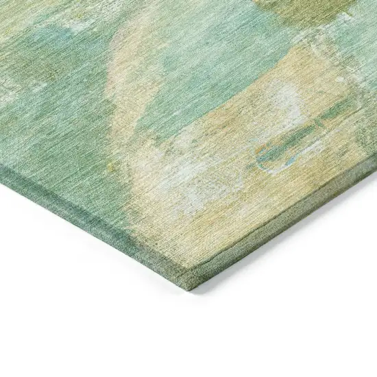 Green Teal Blue And Copper Abstract Washable Indoor Outdoor Area Rug Photo 9