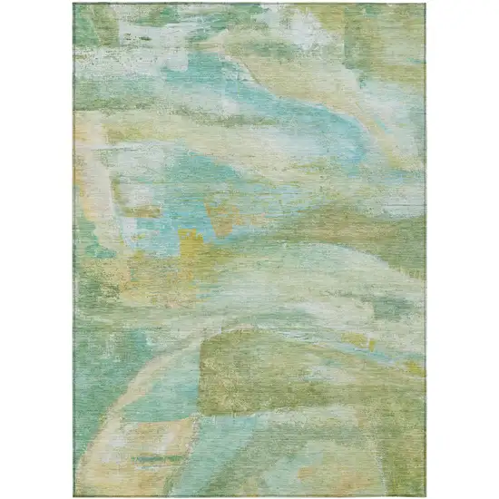 Green Teal Blue And Copper Abstract Washable Indoor Outdoor Area Rug Photo 8