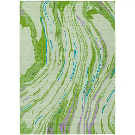 Green Teal Blue And Purple Abstract Washable Indoor Outdoor Area Rug Photo 2