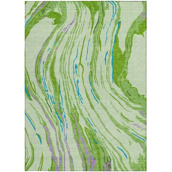 Green Teal Blue And Purple Abstract Washable Indoor Outdoor Area Rug Photo 8