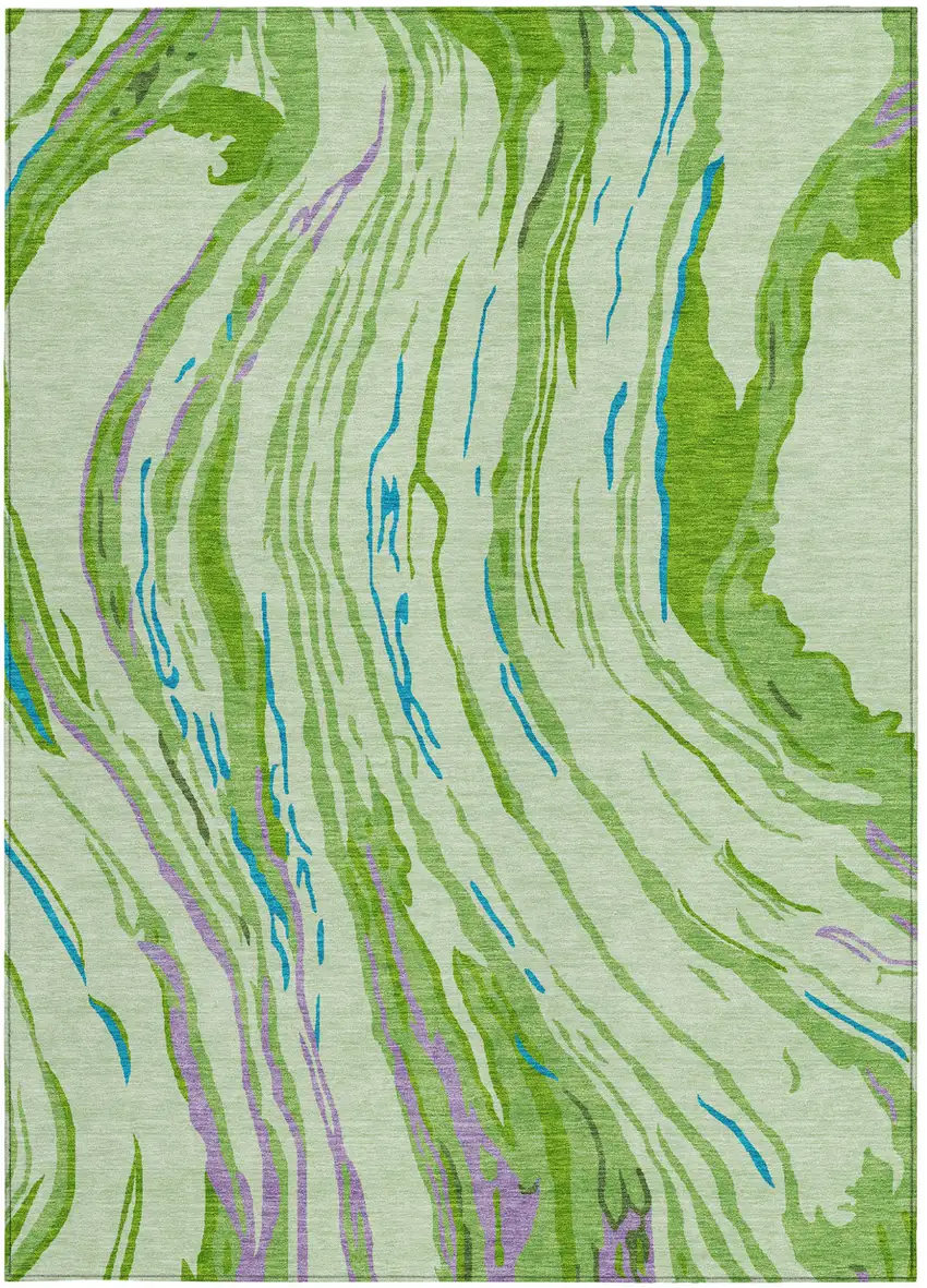 Green Teal Blue And Purple Abstract Washable Indoor Outdoor Area Rug Photo 8