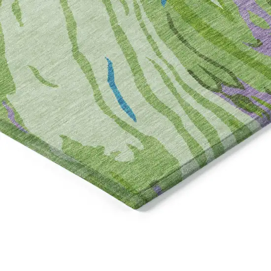 Green Teal Blue And Purple Abstract Washable Indoor Outdoor Area Rug Photo 5