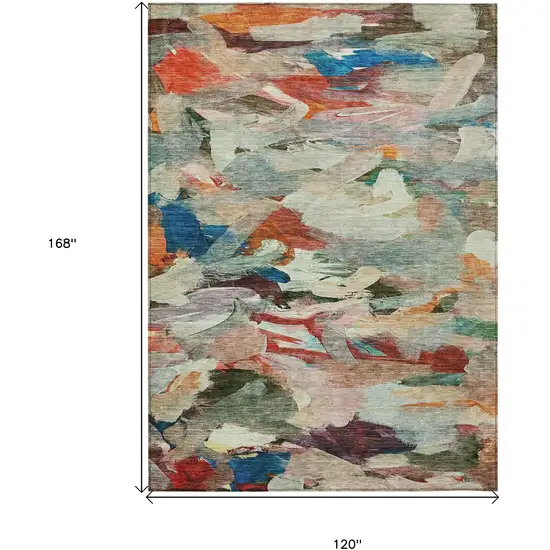 Green Teal Blue And Terra Cotta Abstract Washable Indoor Outdoor Area Rug Photo 8