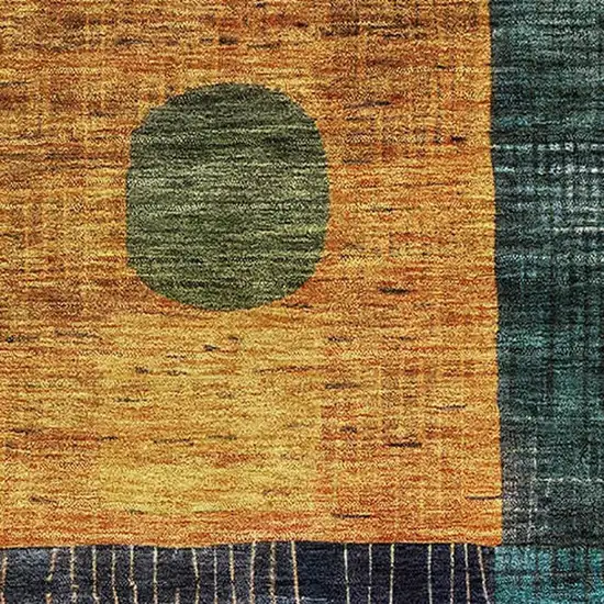 Green Teal Orange And Purple Geometric Washable Area Rug With UV Protection Photo 2