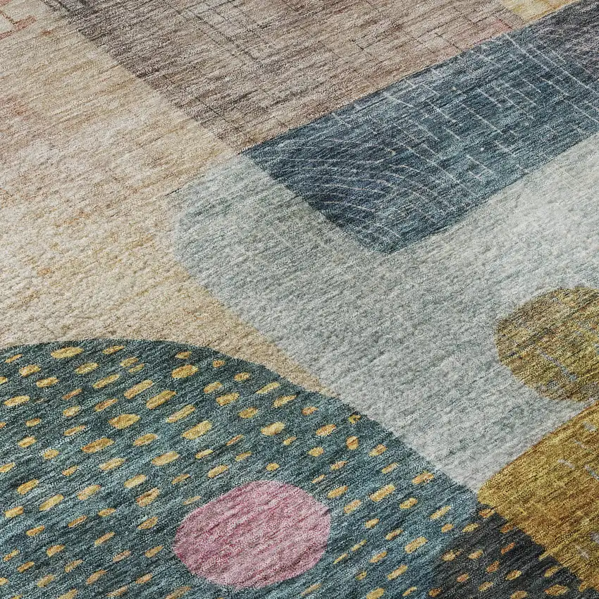 Green Teal Orange And Purple Geometric Washable Area Rug With UV Protection Photo 9