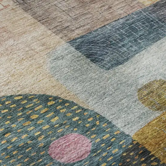 Green Teal Orange And Purple Geometric Washable Area Rug With UV Protection Photo 9