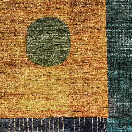 Green Teal Orange And Purple Geometric Washable Area Rug With UV Protection Photo 2