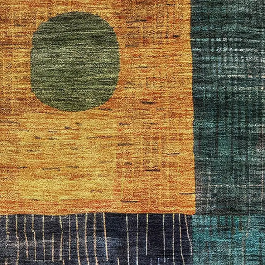 Green Teal Orange And Purple Geometric Washable Area Rug With UV Protection Photo 2