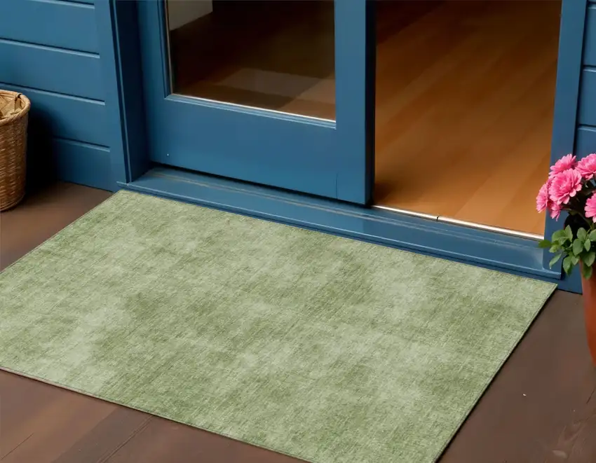 Green Washable Indoor Outdoor Area Rug Photo 1