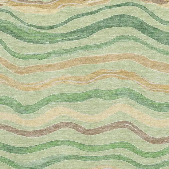 Green Wheat And Ivory Striped Washable Area Rug With UV Protection Photo 2