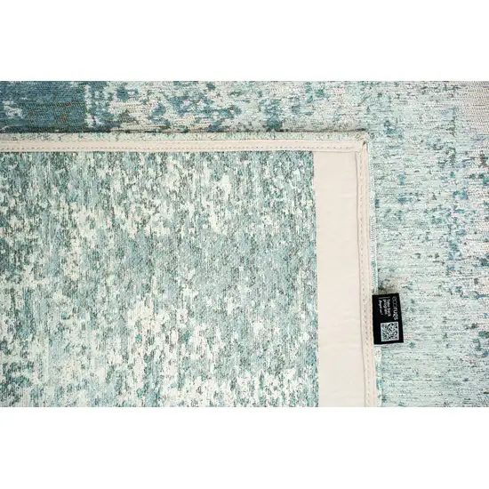 Green White And Gray Abstract Washable Area Rug With UV Protection Photo 6