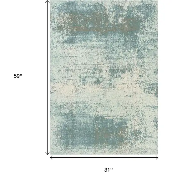 Green White And Gray Abstract Washable Area Rug With UV Protection Photo 9