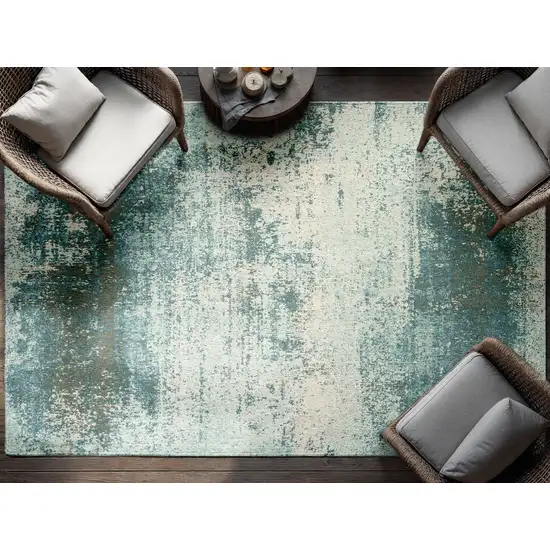 Green White And Gray Abstract Washable Area Rug With UV Protection Photo 4