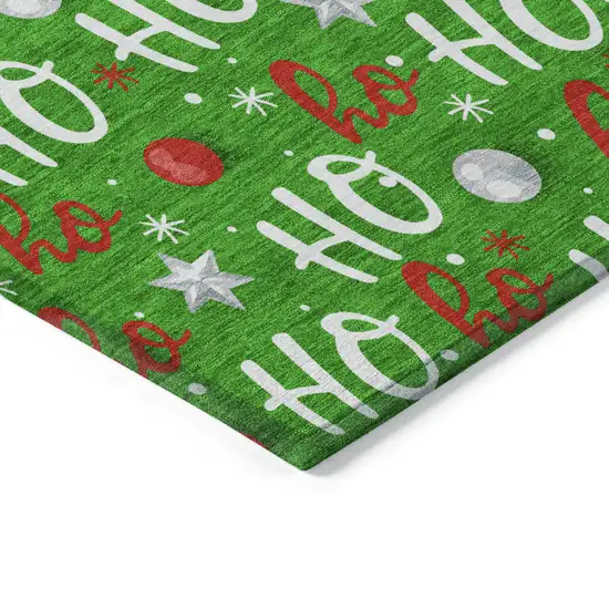 Green White And Red Polka Dot Washable Indoor Outdoor Area Rug Photo 9