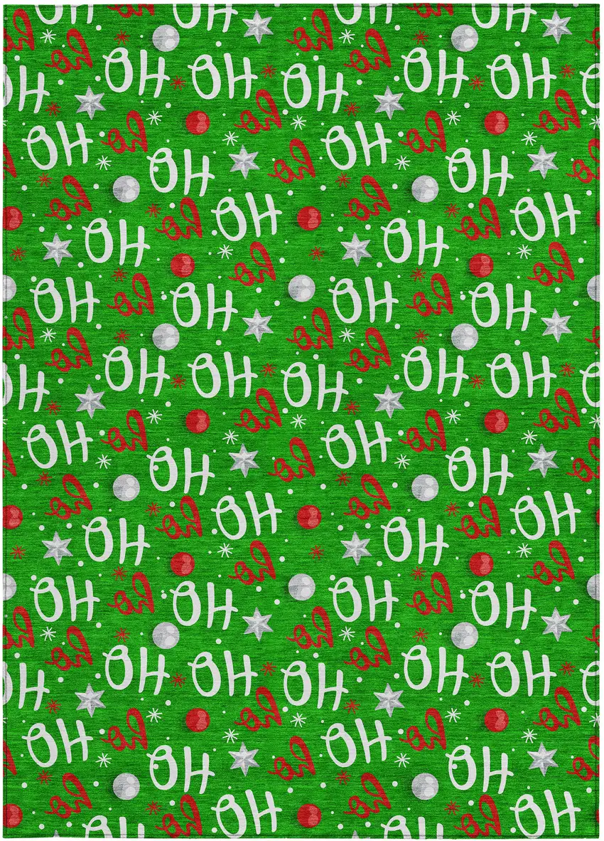 Green White And Red Polka Dot Washable Indoor Outdoor Area Rug Photo 3