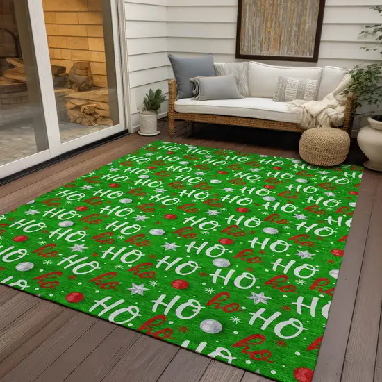 Green White And Red Polka Dot Washable Indoor Outdoor Area Rug Photo 5