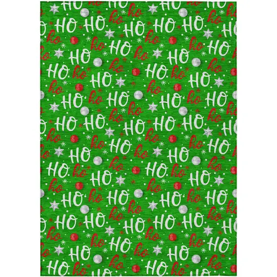 Green White And Red Polka Dot Washable Indoor Outdoor Area Rug Photo 1