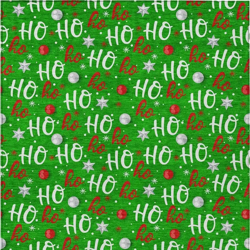 Green White And Red Polka Dot Washable Indoor Outdoor Area Rug Photo 4