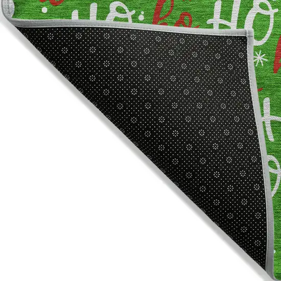 Green White And Red Ho Ho Ho Washable Indoor Outdoor Area Rug Photo 7