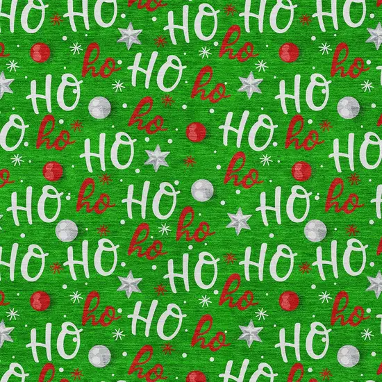Green White And Red Ho Ho Ho Washable Indoor Outdoor Area Rug Photo 6