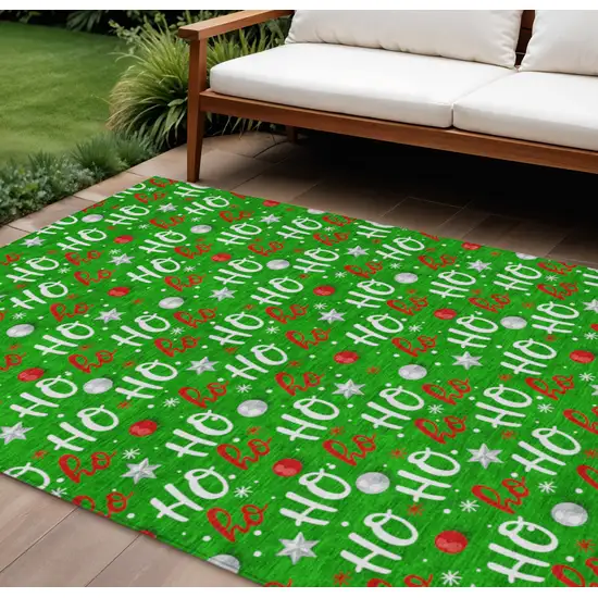 Green White And Red Polka Dot Washable Indoor Outdoor Area Rug Photo 2