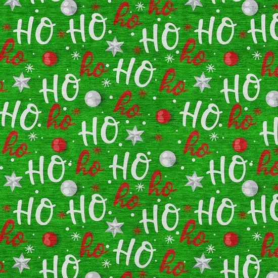 Green White And Red Ho Ho Ho Washable Indoor Outdoor Area Rug Photo 6