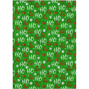 Photo of Green White And Red Polka Dot Washable Indoor Outdoor Area Rug