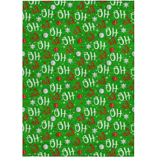 Green White And Red Polka Dot Washable Indoor Outdoor Area Rug Photo 3