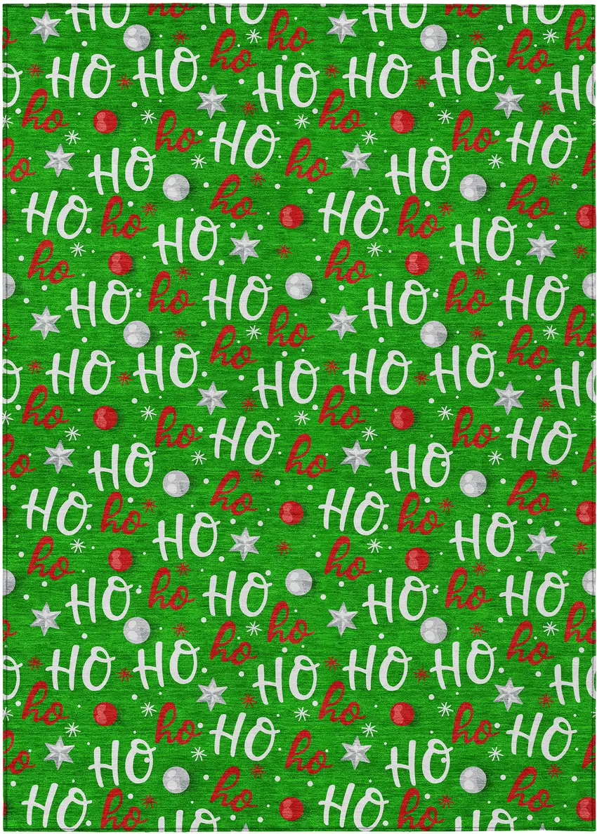 Green White And Red Polka Dot Washable Indoor Outdoor Area Rug Photo 1